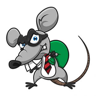 Mouse Using Mask as a Thief, stealing money on the sac cartoon vector